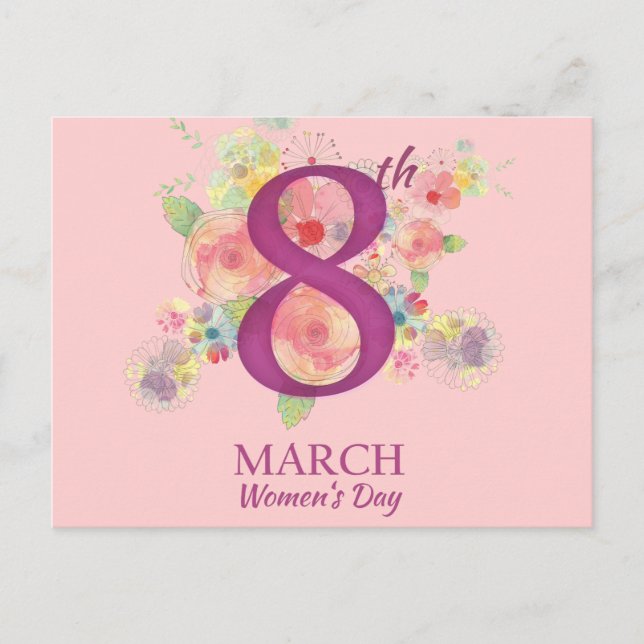 Floral Bouquet March 8 International Woman's Day Postcard (Front)
