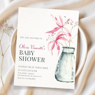 Floral bouquet minimalist aesthetic baby shower invitation