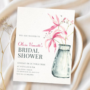 Floral bouquet minimalist aesthetic bridal shower invitation