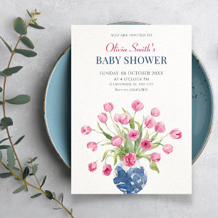 Floral bouquet minimalist elegant baby shower invitation