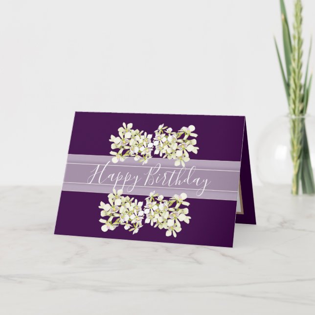 Floral Bouquet Orchid Flower Purple Girl Birthday Card (Front)