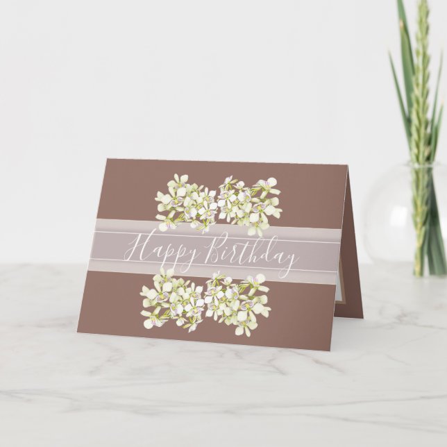 Floral Bouquet Orchid Flower Red Girl Birthday Card (Front)