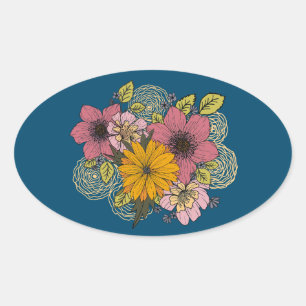 Floral Bouquet Oval Sticker