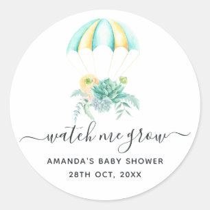 Floral Bouquet Parachute Baby Shower Classic Round Sticker