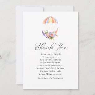 Floral Bouquet Parachute Baby Shower Thank You Card