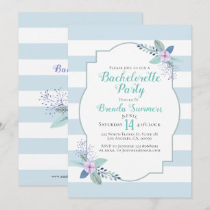 Floral Bouquet Pastel Stripes Bachelorette Invite