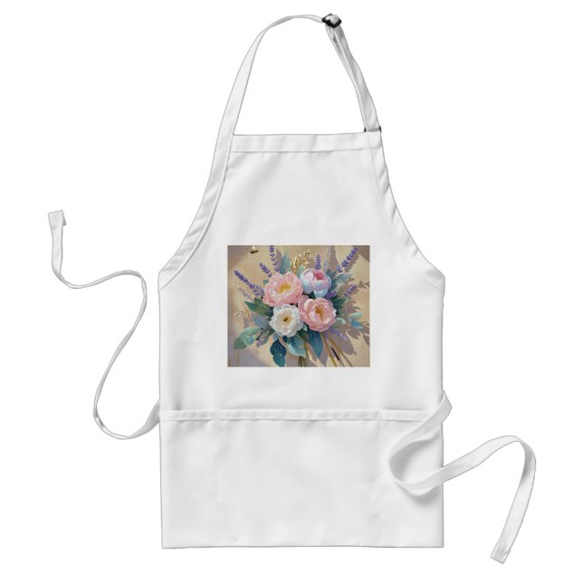Floral Bouquet peonies lavender Standard Apron (Front)