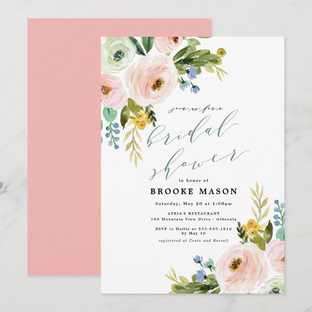 Floral Bouquet Peony Bridal Shower Invitation (Front/Back)
