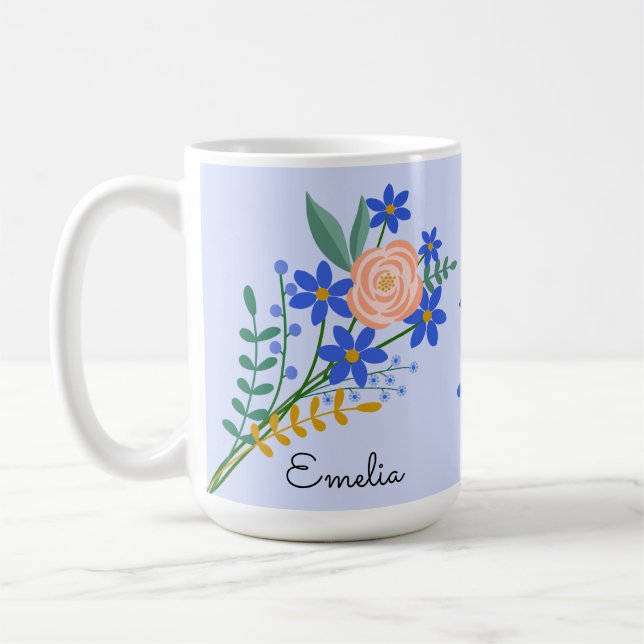 Floral Bouquet Personalised Mug (Left)