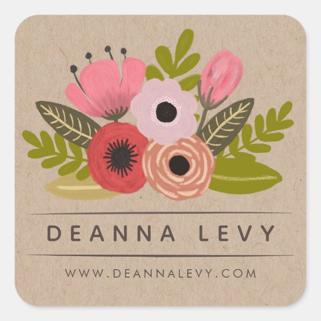 Floral Bouquet Personalised Name Book Stickers (Front)