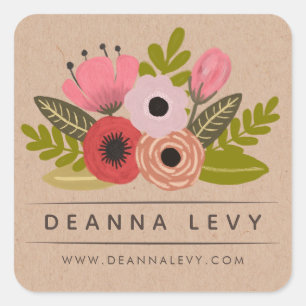 Floral Bouquet Personalised Name Book Stickers