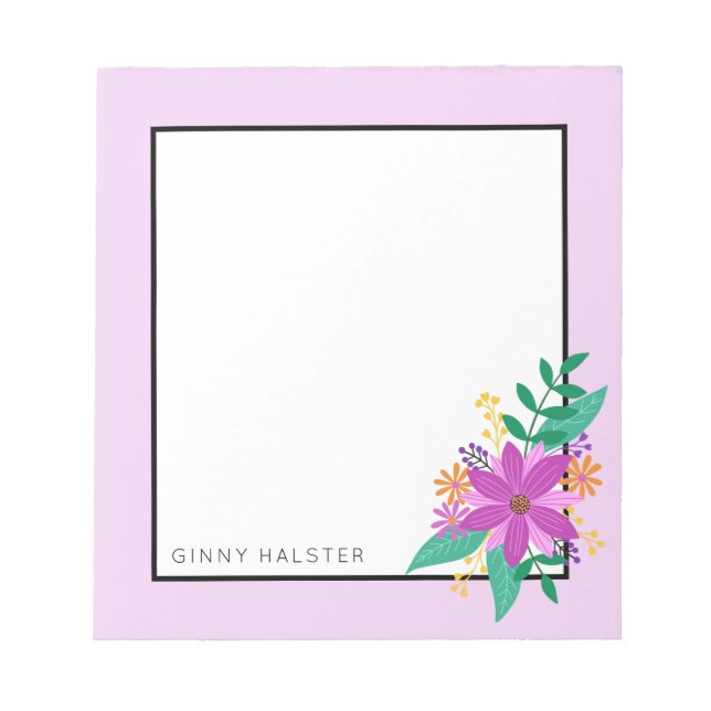 Floral Bouquet Personalised Notepad 5.5" x 6" (Front)