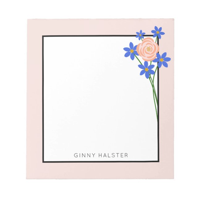 Floral Bouquet Personalised Notepad 5.5" x 6" (Front)