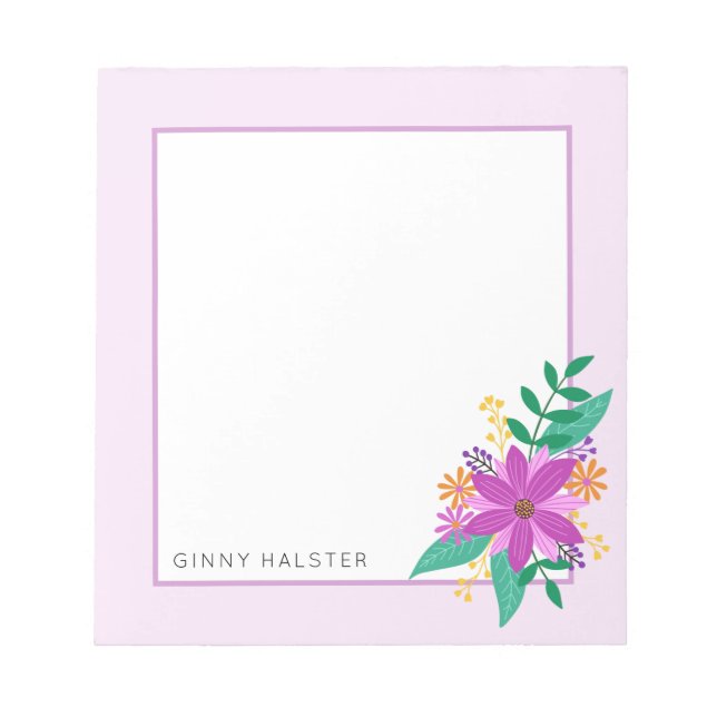 Floral Bouquet Personalised Notepad 5.5" x 6" (Front)