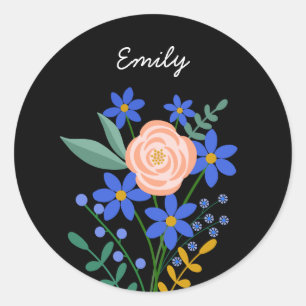Floral Bouquet Personalised Round Sticker