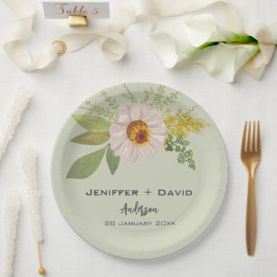 Floral Bouquet Personalised Wedding Paper Plate