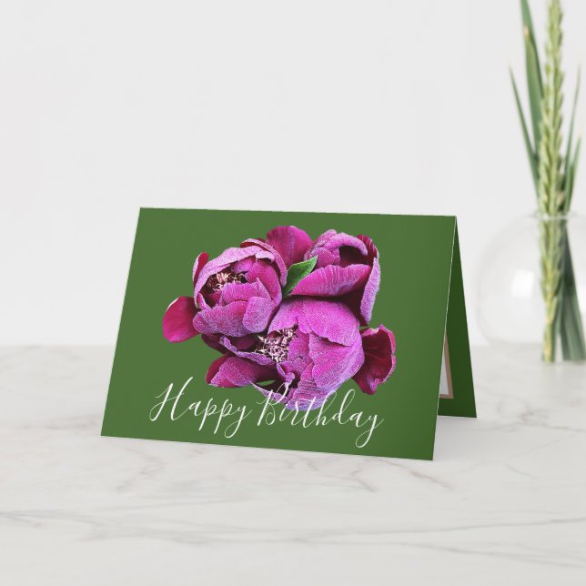 Floral Bouquet Pink Peonies Flower Girl Birthday Card (Front)