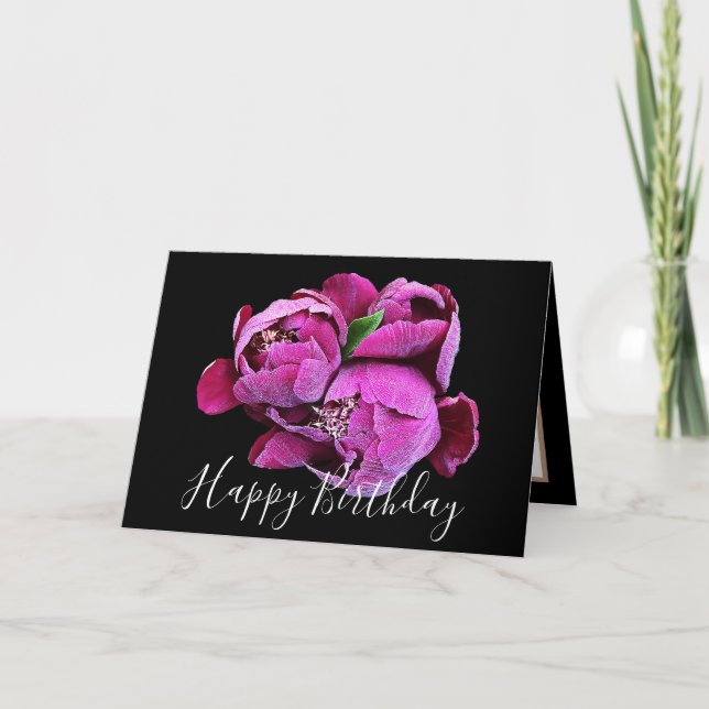 Floral Bouquet Pink Peonies Flower Girl Birthday Card (Front)