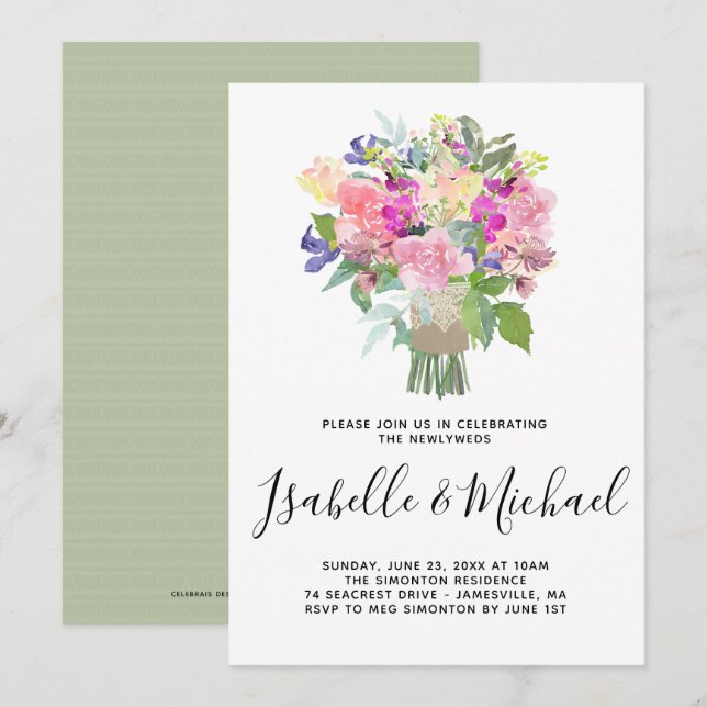 Floral Bouquet Post Wedding Brunch Invitations (Front/Back)