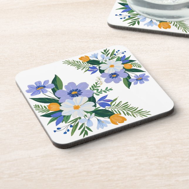 Floral Bouquet Purple Orange Coaster (Left Side)