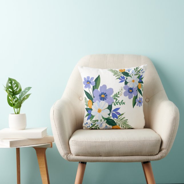 Floral Bouquet Purple Orange Cushion (Chair)