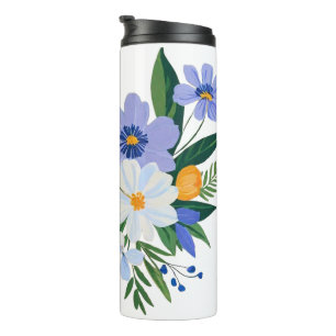 Floral Bouquet Purple Orange Thermal Tumbler
