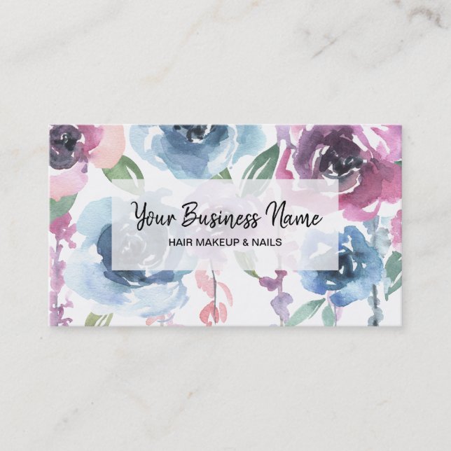 *~* Floral Bouquet Roses Wisteria  Flowers Chic Business Card (Front)