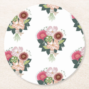 Floral Bouquet Round Paper Coaster