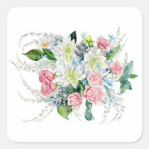 Floral Bouquet Square Sticker