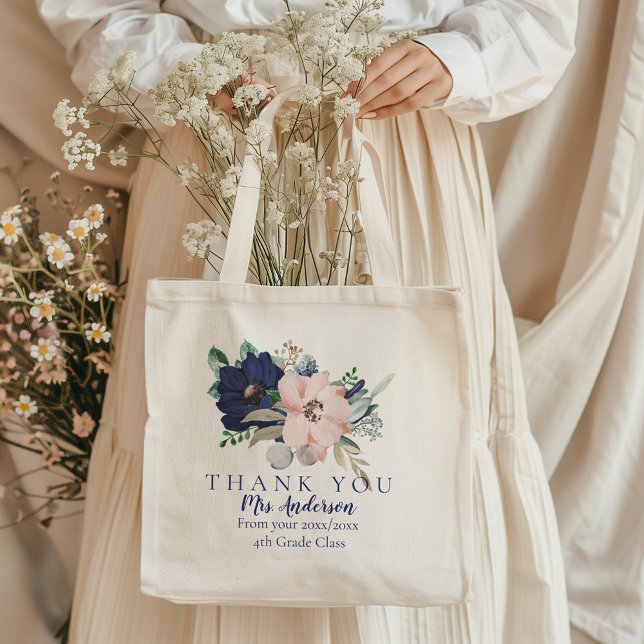 Floral Bouquet Teacher Thank You Class Gift Tote B Bag (Creator Uploaded)