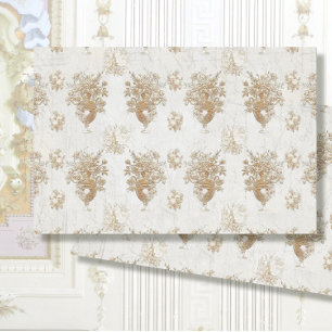 Floral Bouquet Vintage Gold Script Decoupage Tissue Paper