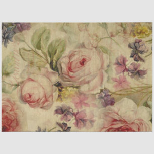 Floral Bouquet Vintage Script Ephemera Decoupage 4 Tissue Paper