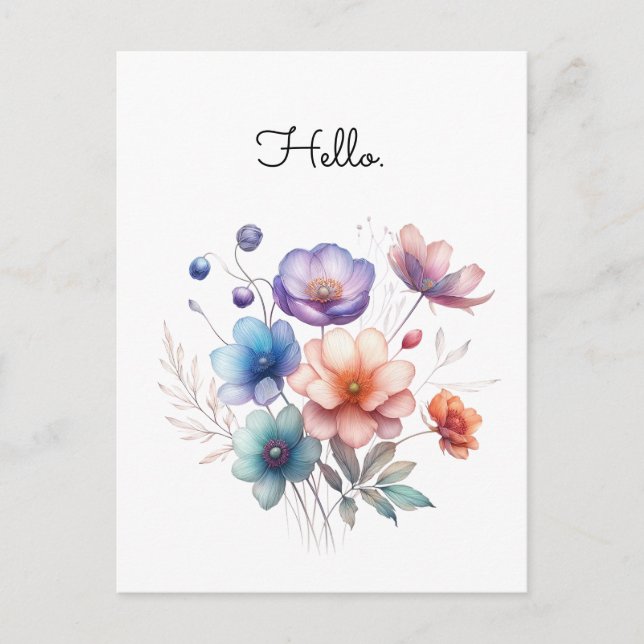 Floral Bouquet Watercolor Illustration Customise Postcard (Front)