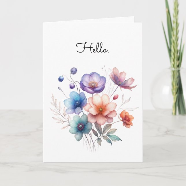 Floral Bouquet Watercolor Illustration Greeting Card (Front)
