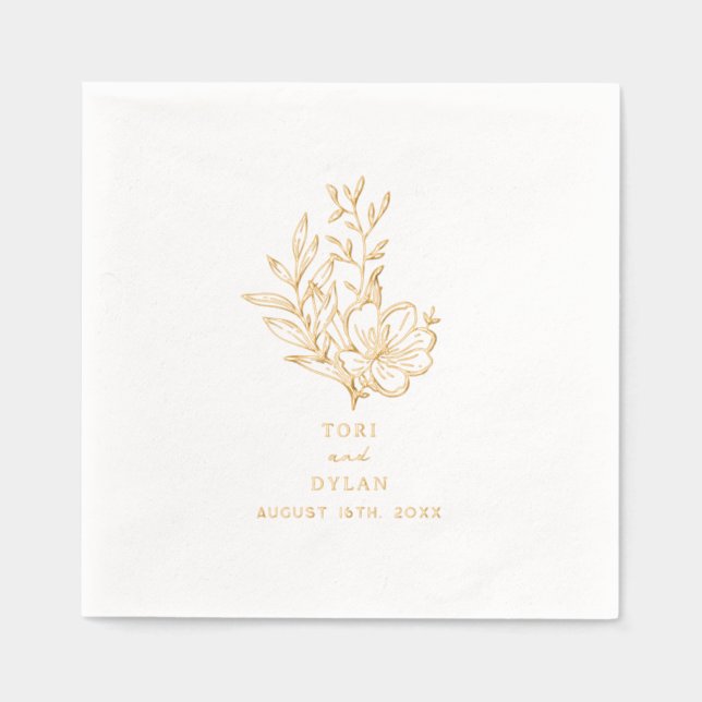 Floral Bouquet Wedding Foil Napkins (Front)