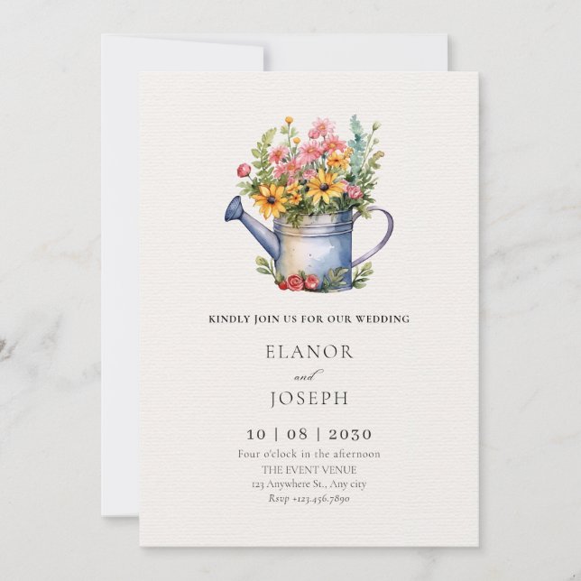 Floral bouquet wedding invitation (Front)