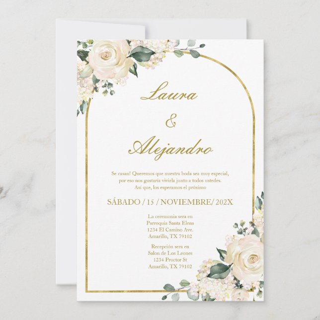 Floral bouquet  Wedding Invitation in Spanish (Front)