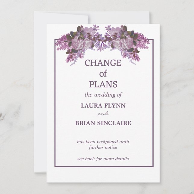 Floral Bouquet Wedding Postponement Save The Date Holiday Card (Front)