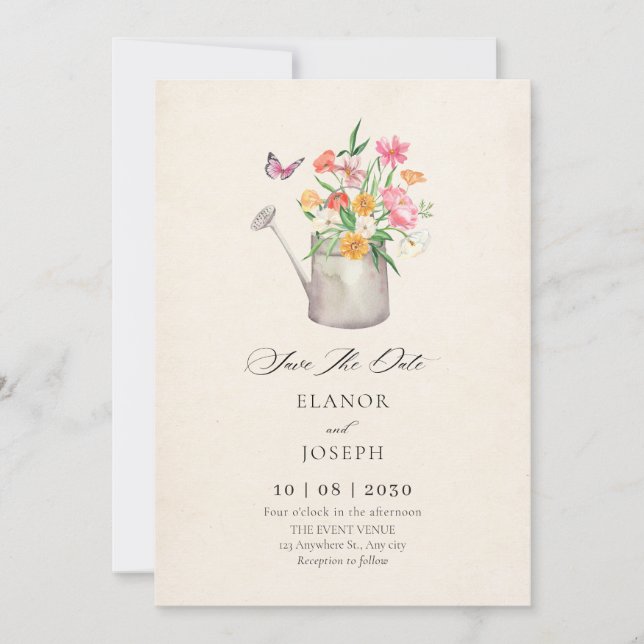 Floral bouquet wedding save the date (Front)