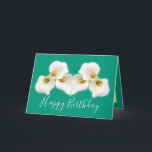 Floral Bouquet White Calla Lilies Floral Birthday Card<br><div class="desc">Beautiful modern bouquet of creamy white Calla Lily flowers against a colour background. The flowers cover the front of this card which can be used as a thank you card, a birthday card, or any other card of your choice. Customise it with your text and/or pictures to make it one-of-a-kind!...</div>