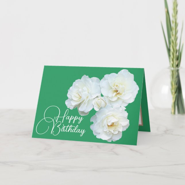 Floral Bouquet White Roses Flower Girl Birthday  Card (Front)