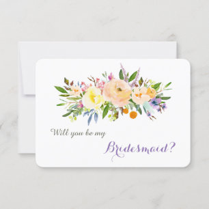 Floral Bouquet Will You Be My Bridesmaid Invitation