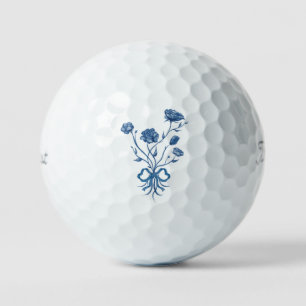 Floral Bouquet With Blue Bow Golf Balls