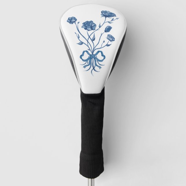 Floral Bouquet With Blue Bow Golf Head Cover (Front)
