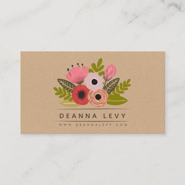 Floral Bouquet Womens Ladies Profile Business Card (Front)