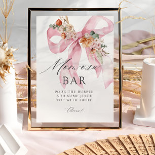 Floral Bow Baby in Bloom Baby Shower Mom-osa Bar Poster