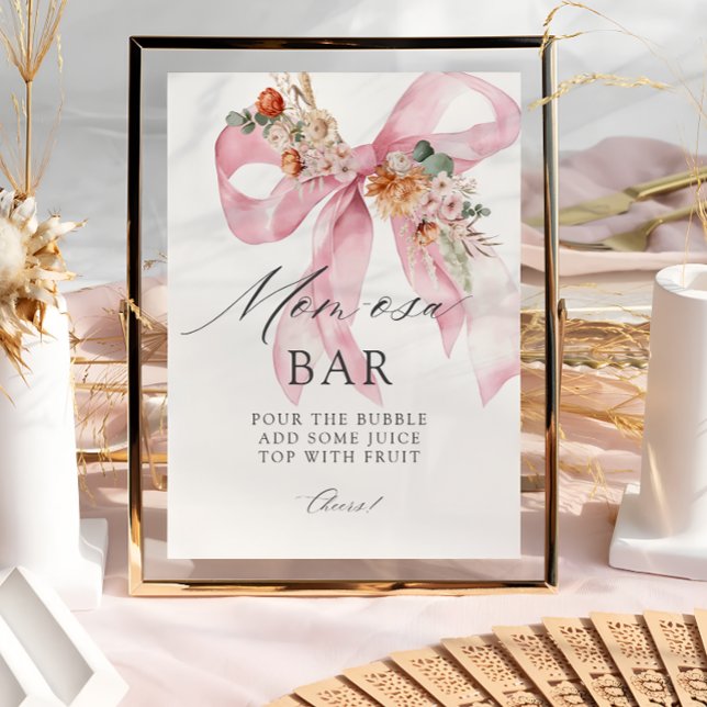 Floral Bow Baby in Bloom Baby Shower Mum-osa Bar Poster (Creator Uploaded)