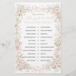 Floral Bow Baby in Bloom Girl Baby Shower Game