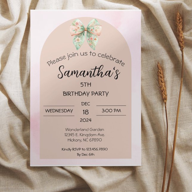 Floral Bow Birthday Invitation (Creator Uploaded)