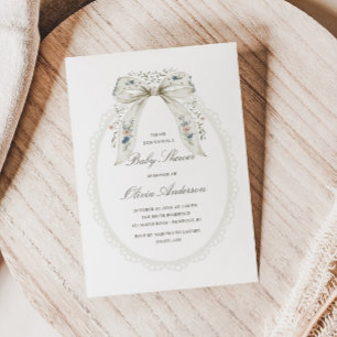 Floral Bow Cottage Baby Shower Invitation